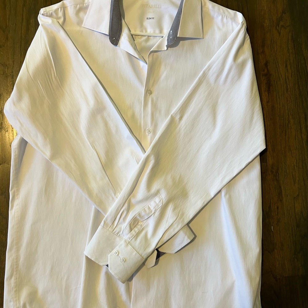 Vitarelli Men's White Dress Shirt 17.5 Neck